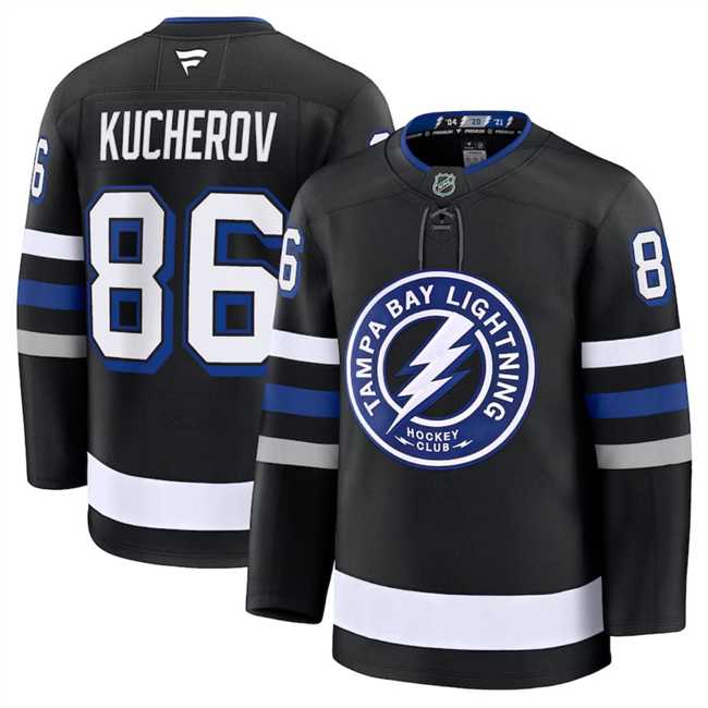 Men%27s Tampa Bay Lightning #86 Nikita Kucherov Black 2024-25 Alternate Stitched Hockey Jersey Dzhi->tampa bay lightning->NHL Jersey